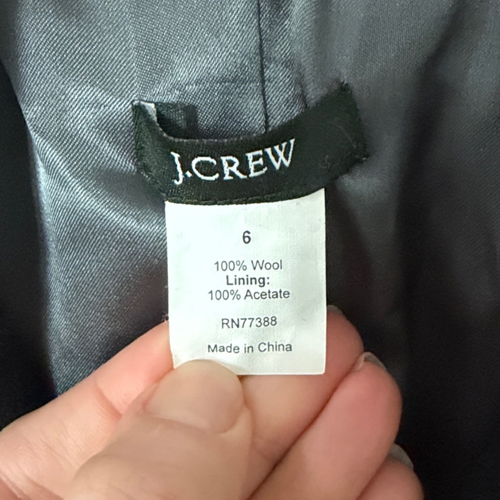 J. Crew Black Blazer with Cream Trim wool heavy size 6 - Picture 2 of 4